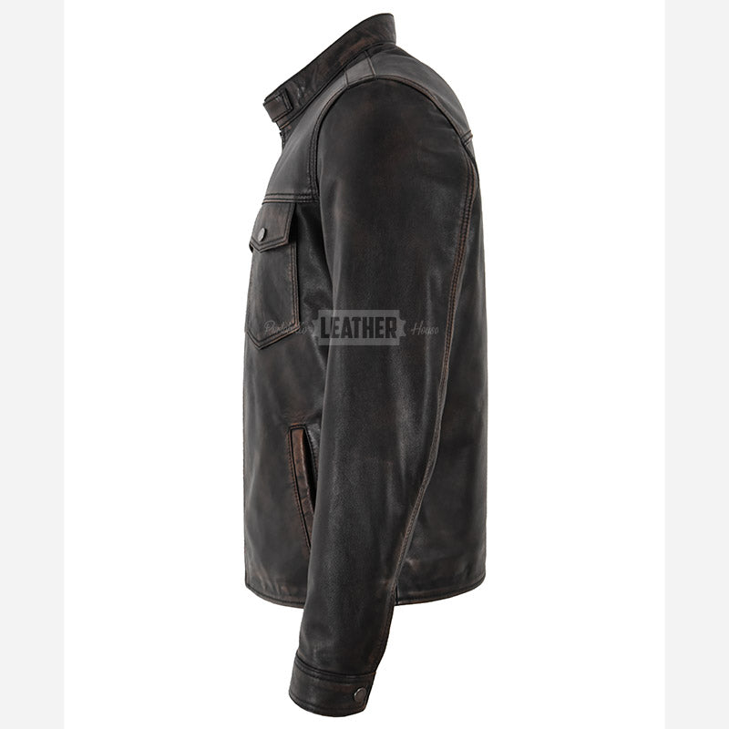 NEXAR Men's Black Vintage Leather Jacket