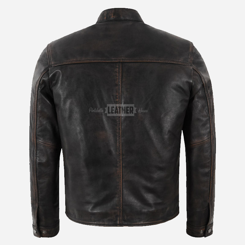NEXAR Men's Black Vintage Leather Jacket