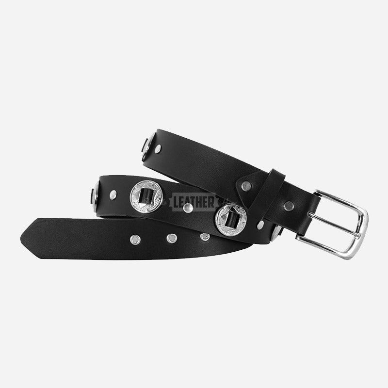 Men’s Concho Leather Belt Black