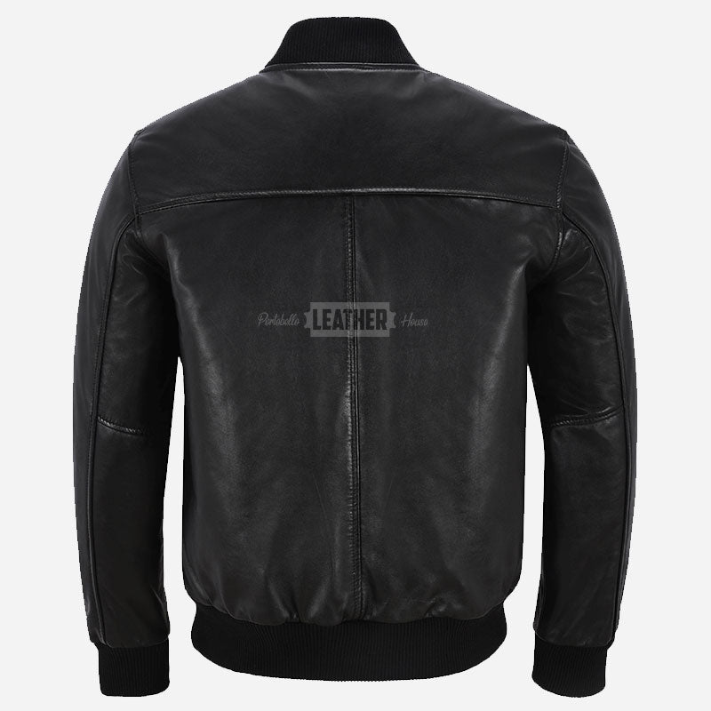 HOUSTON Men's MA-1 Leather Bomber Flight Jacket