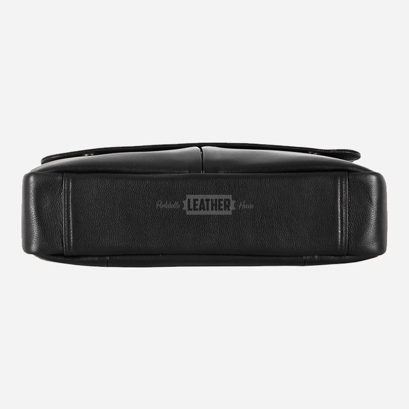 Black Leather Laptop Messenger Bag