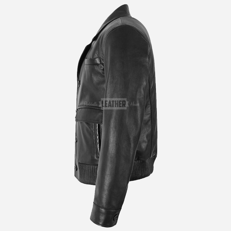 KAVREN 70's Leather Blouson Bomber Jacket