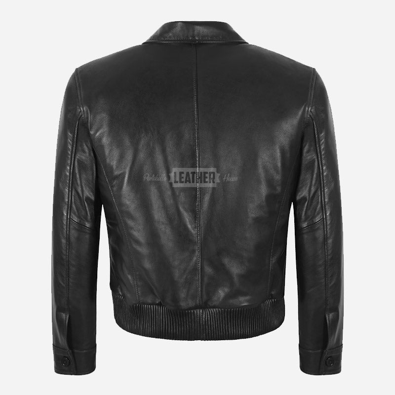 KAVREN 70's Leather Blouson Bomber Jacket