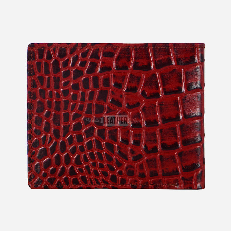 Men's Croc Print Bifold Leather Wallet
