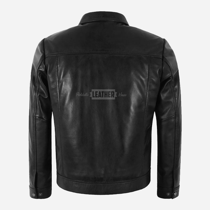 KARNEX Zip Through Trucker Jacket Black