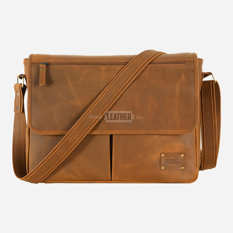 Vintage Leather Laptop Messenger Bag