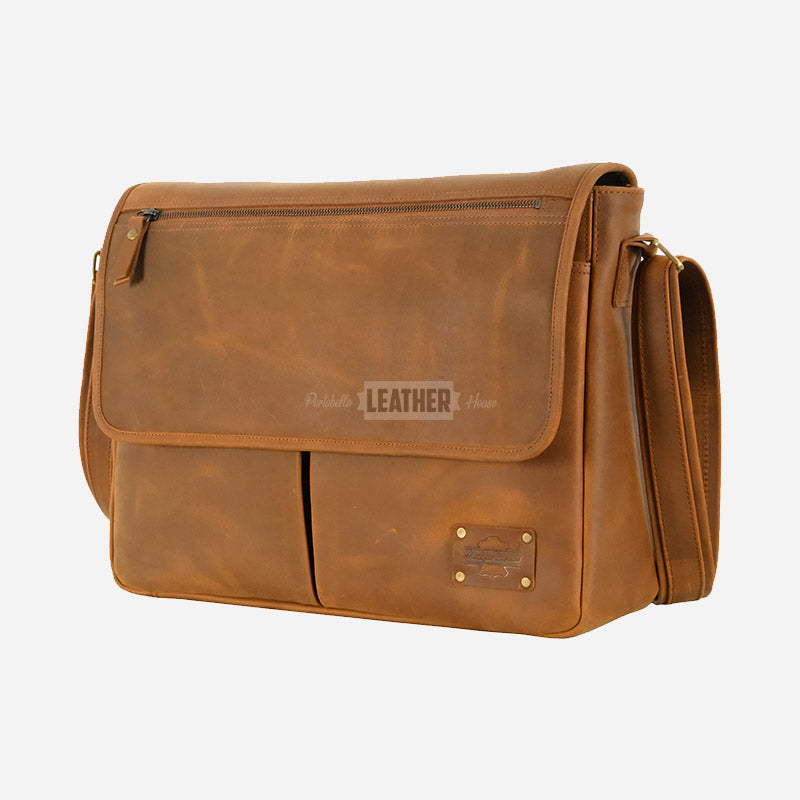 Vintage Leather Laptop Messenger Bag