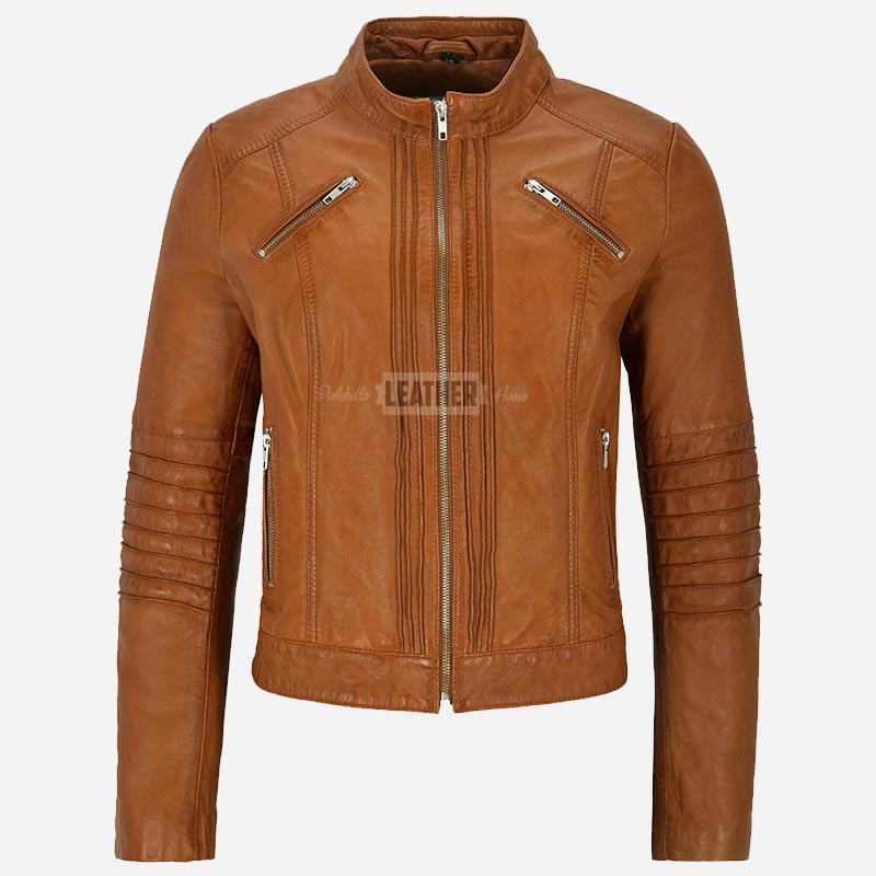 KORA Women's Leather Racer Jacket