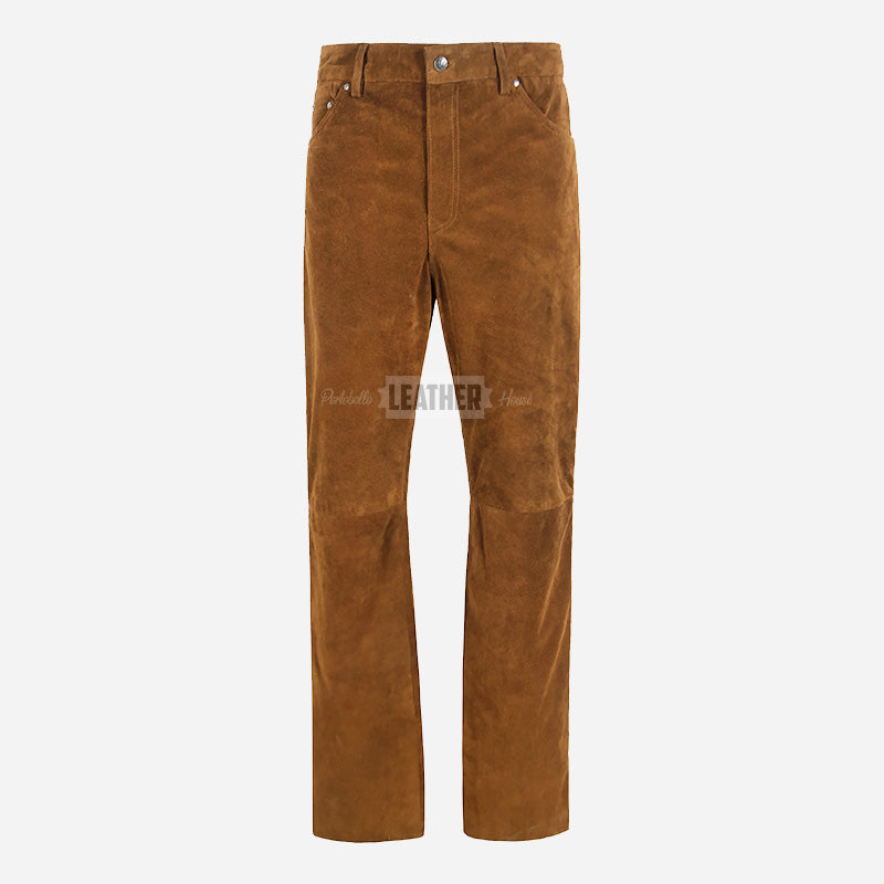 GRIT Men's Suede Leather Pants Tan
