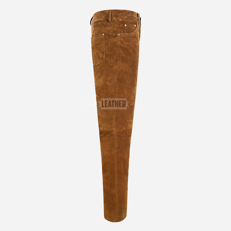 GRIT Men's Suede Leather Pants Tan