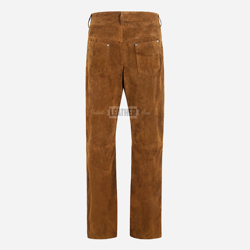 GRIT Men's Suede Leather Pants Tan