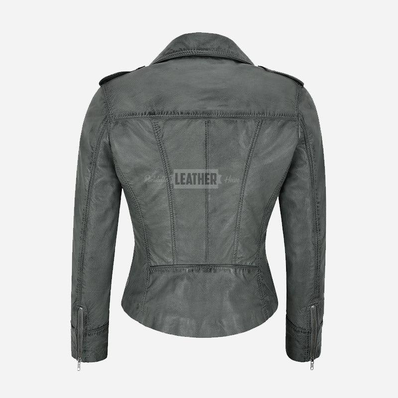 OXVA Centre Zip Leather Biker Jacket