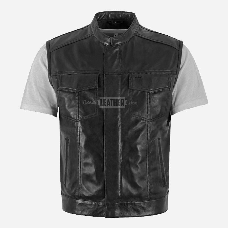 ZORVE Men’s Black Leather Vest