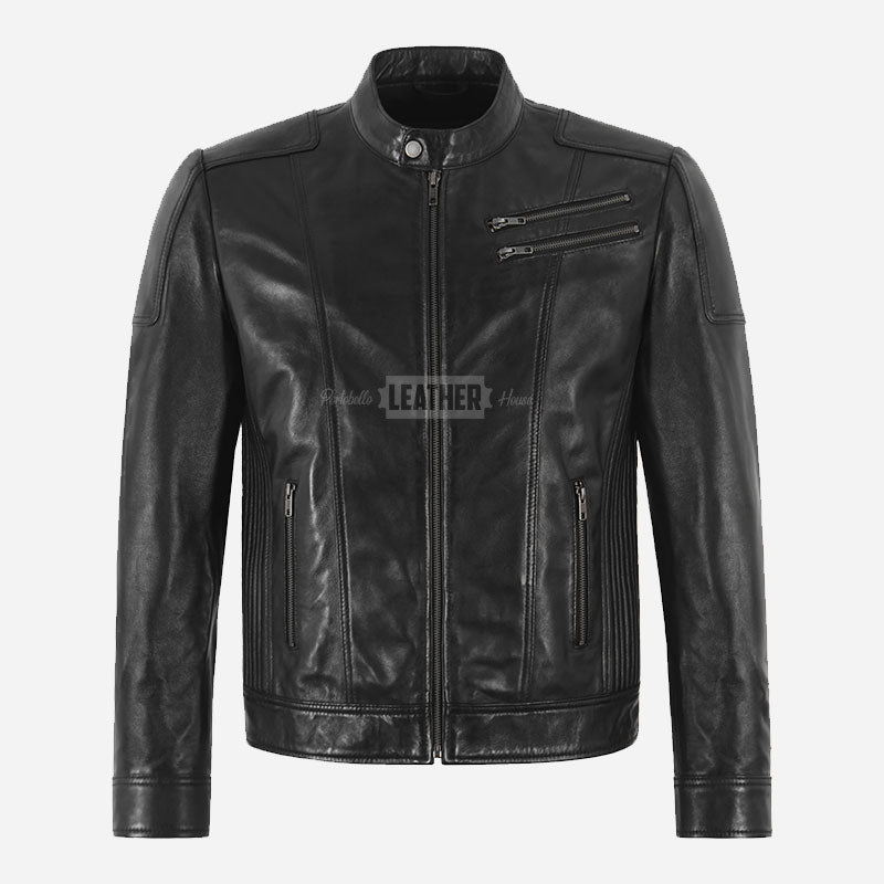 MORDAN Men's Black Leather Jacket