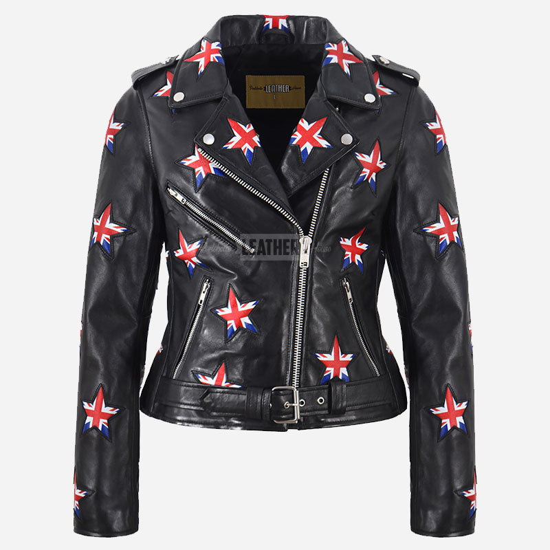 VYNCE Leather Jacket with Union Jack Stars