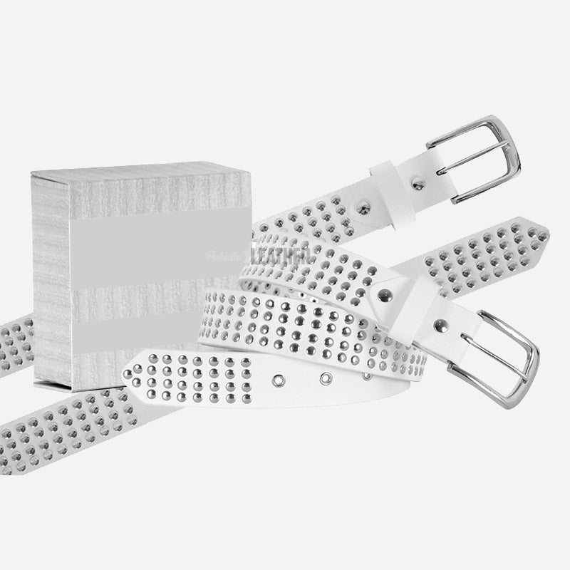 Metallic Studded Leather Belts for Men