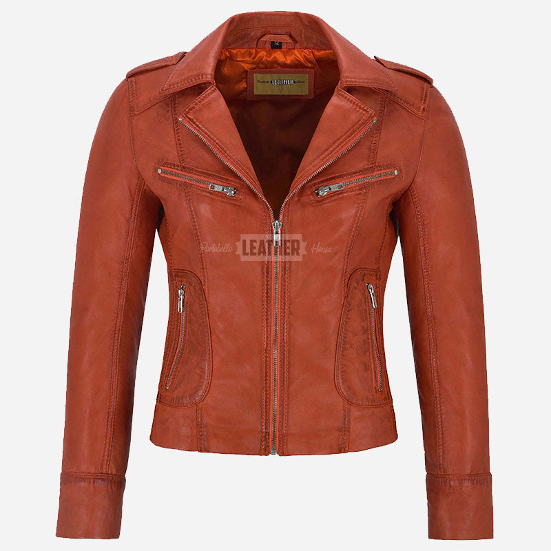OXVA Centre Zip Leather Biker Jacket