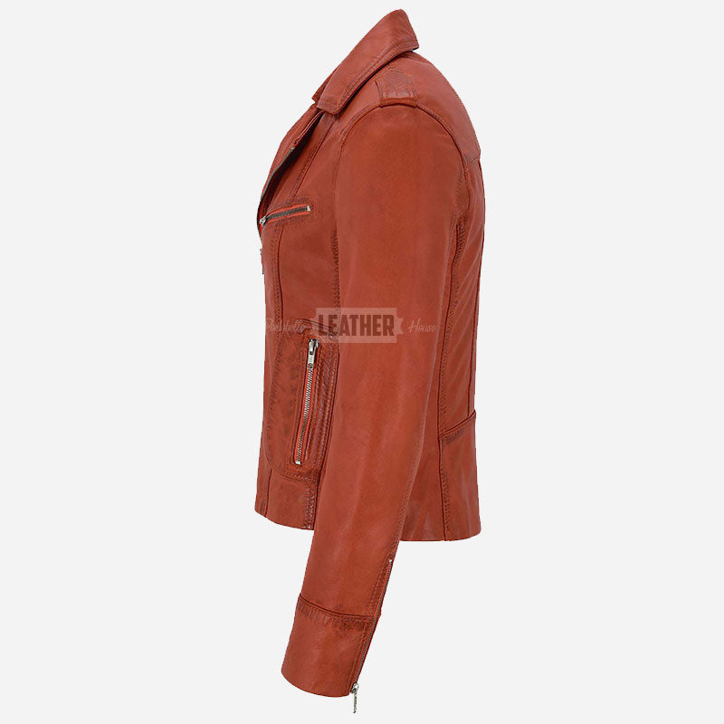 OXVA Centre Zip Leather Biker Jacket