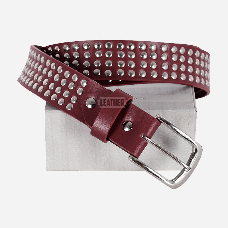 Metallic Studded Leather Belts for Men