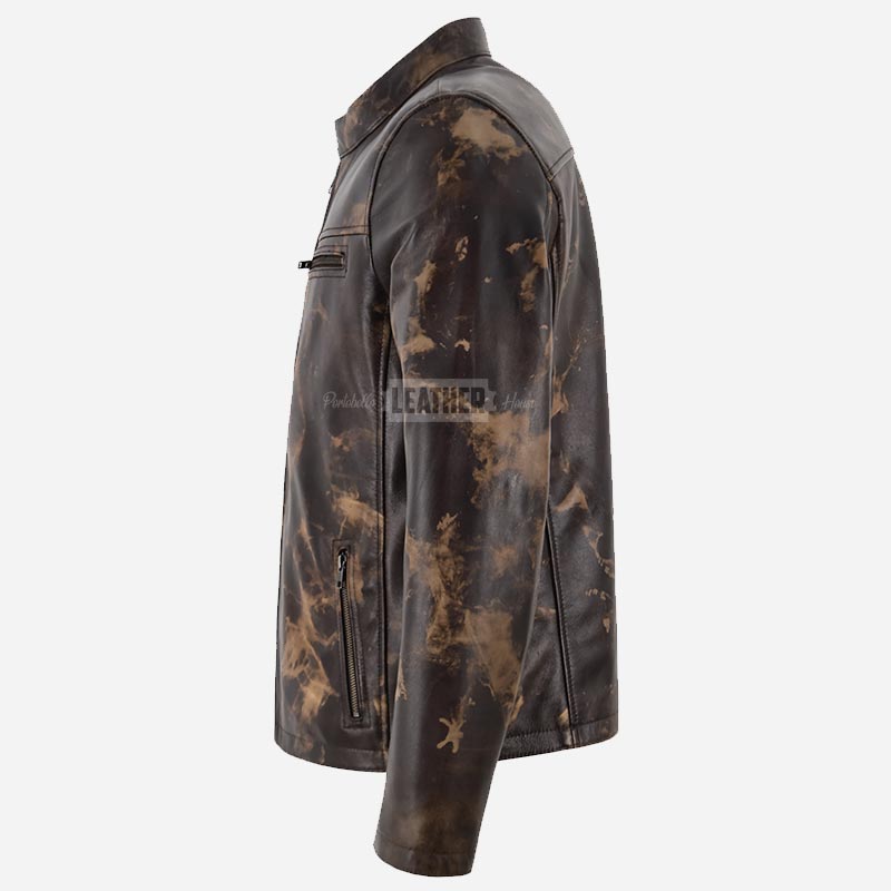 BENNY Men's Vintage Leather Racer Jacket