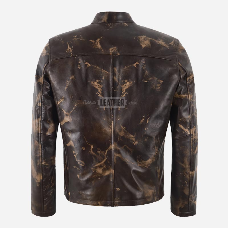 BENNY Men's Vintage Leather Racer Jacket