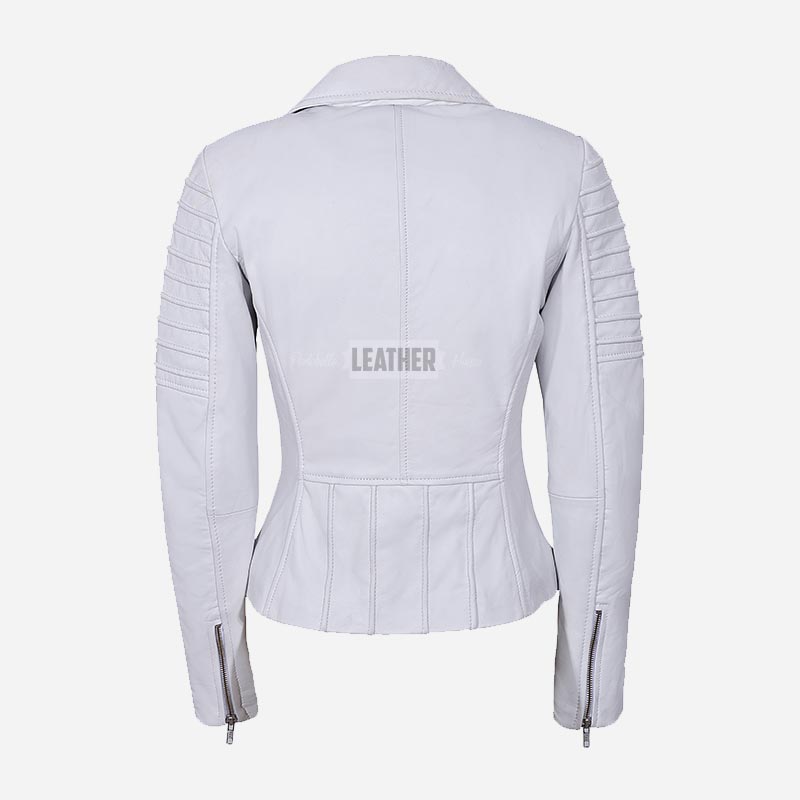 VIONEL Leather Biker Jacket White