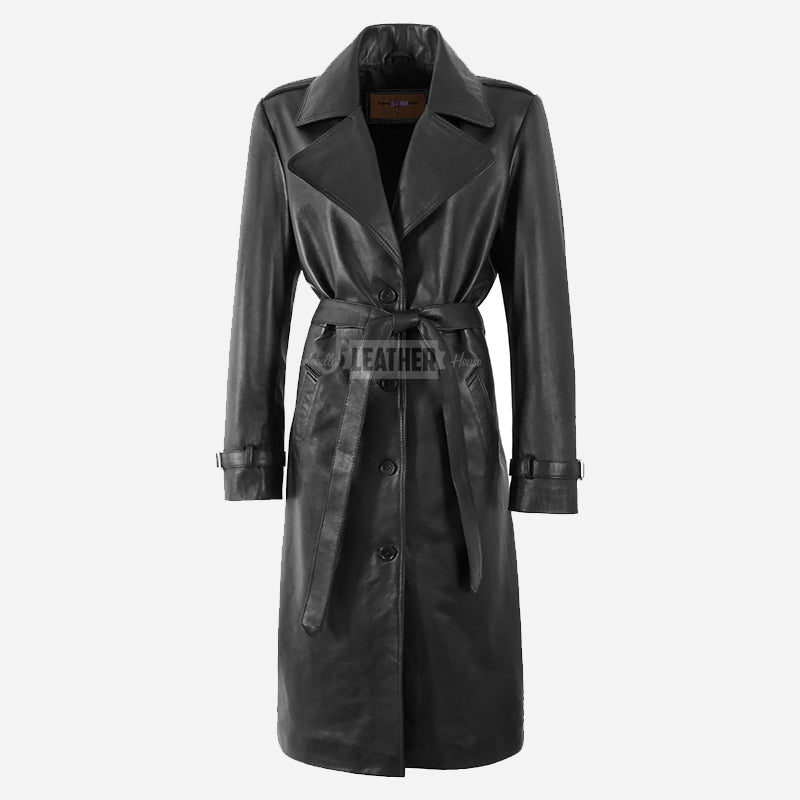 ZEPHIRA Women's Oversized Leather Trench Coat