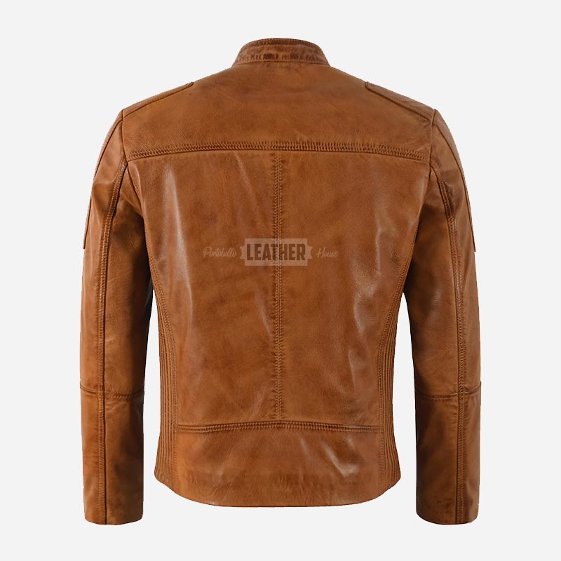 ZULVEN Men's Leather Racer Jacket