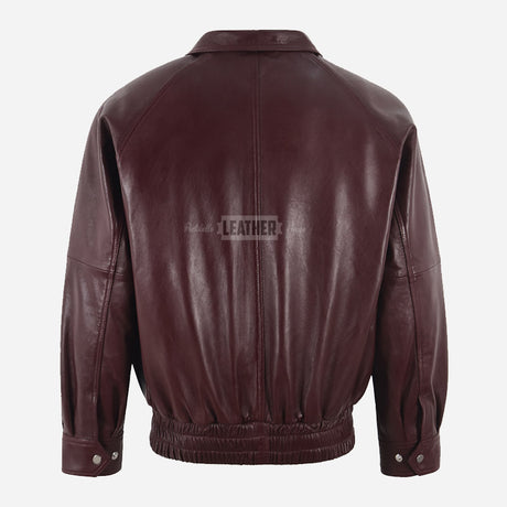 OSTELLI Men’s Leather Blouson Jacket in Maroon