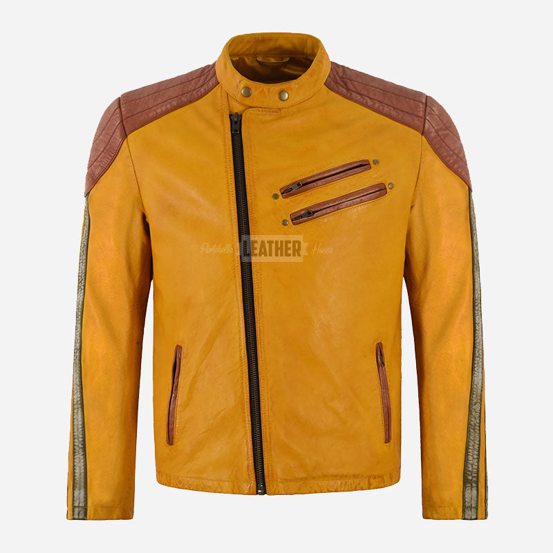 BRAVURA Men's Leather Racer Jacket