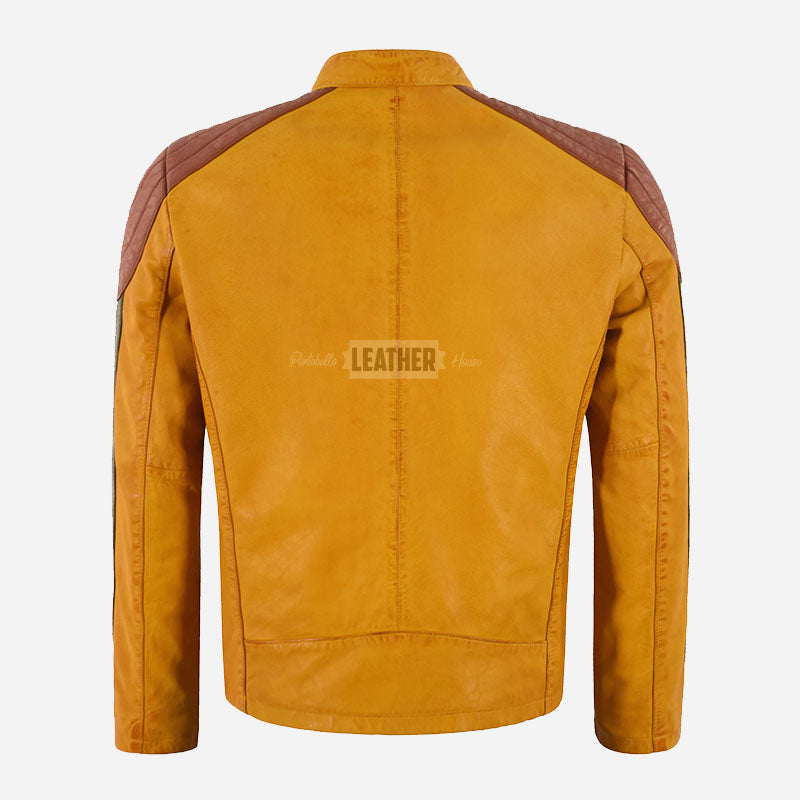 BRAVURA Men's Leather Racer Jacket
