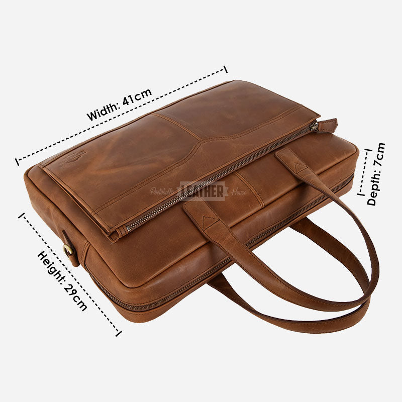 Vintage Leather Briefcase Laptop Bag