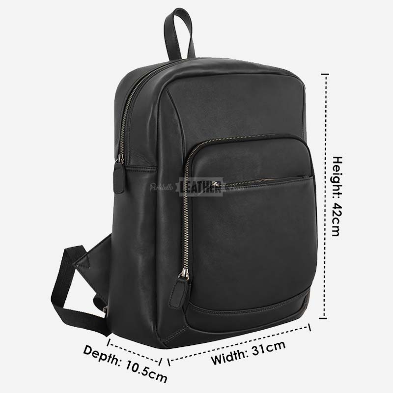 Black Soft Leather Backpack