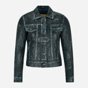 NOELLE Women's Leather Denim Jacket Blue