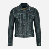 NOELLE Women's Leather Denim Jacket Blue