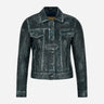 NOELLE Women's Leather Denim Jacket Blue