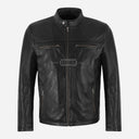 BENNY Men's Leather Racer Jacket Black