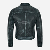 NOELLE Women's Leather Denim Jacket Blue