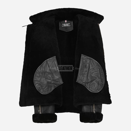 WESTLEIGH B3 Sheepskin Aviator Jacket in Black