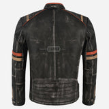 ORIEN Vintage Black Leather Café Racer Jacket