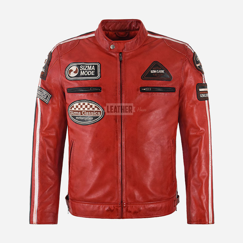 ASTRYX SIZMA Men's Leather Racer Jacket