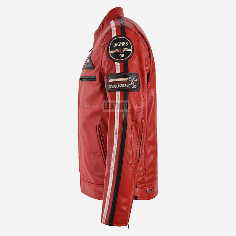 ASTRYX SIZMA Men's Leather Racer Jacket