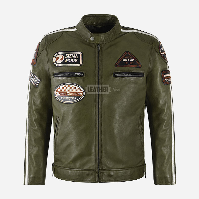 ASTRYX SIZMA Men's Leather Racer Jacket