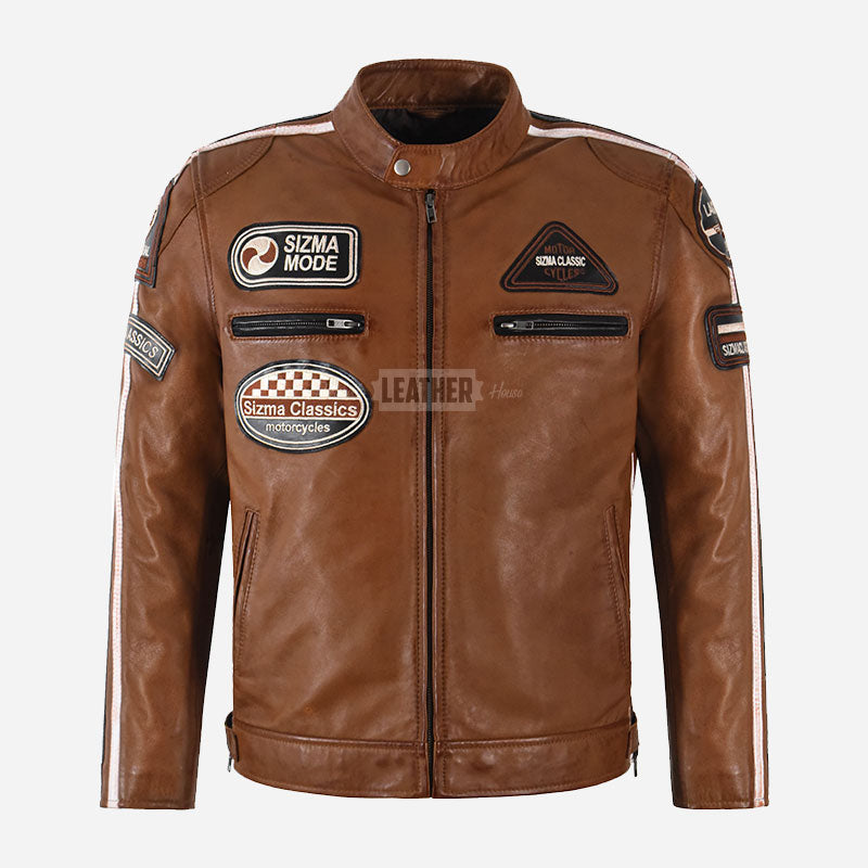 ASTRYX SIZMA Style Leather Racer Jacket
