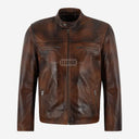BENNY Brown Waxed Leather Racer Jacket