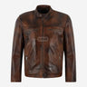 BENNY Brown Waxed Leather Racer Jacket