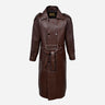 KINGSLEY Men's Brown Leather Trench Coat
