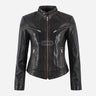 SYNA Women's Leather Racer Jacket Black Vintage