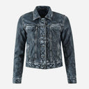 NOXERA Women's Blue Leather Denim Jacket