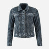 NOXERA Women's Blue Leather Denim Jacket
